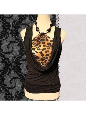 Mob Wife McBling Y2K Cheetahcore Leopard Halter Top Ruched Draped Clubwear